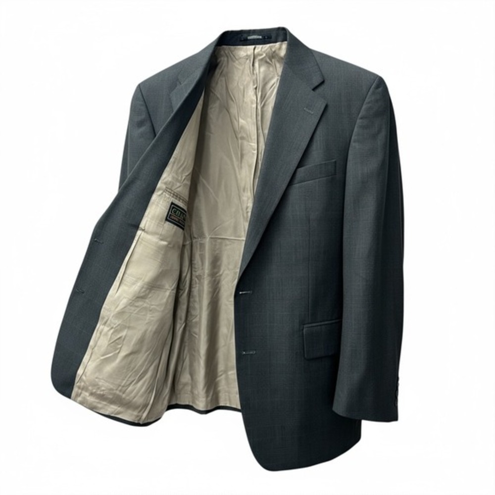 Chaps Ralph Lauren Wool Blazer 48R XL Gray Glen Plaid Jacket Made in Canada